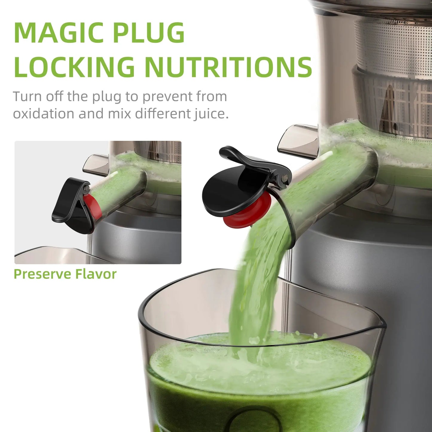 BioloMix Cold Press Juicer with 75mm Feed Chute, 200W 40-65RPM Powerful Motor Slow Masticating Juice Extractor Fits Whole Fruits from PriceLows™