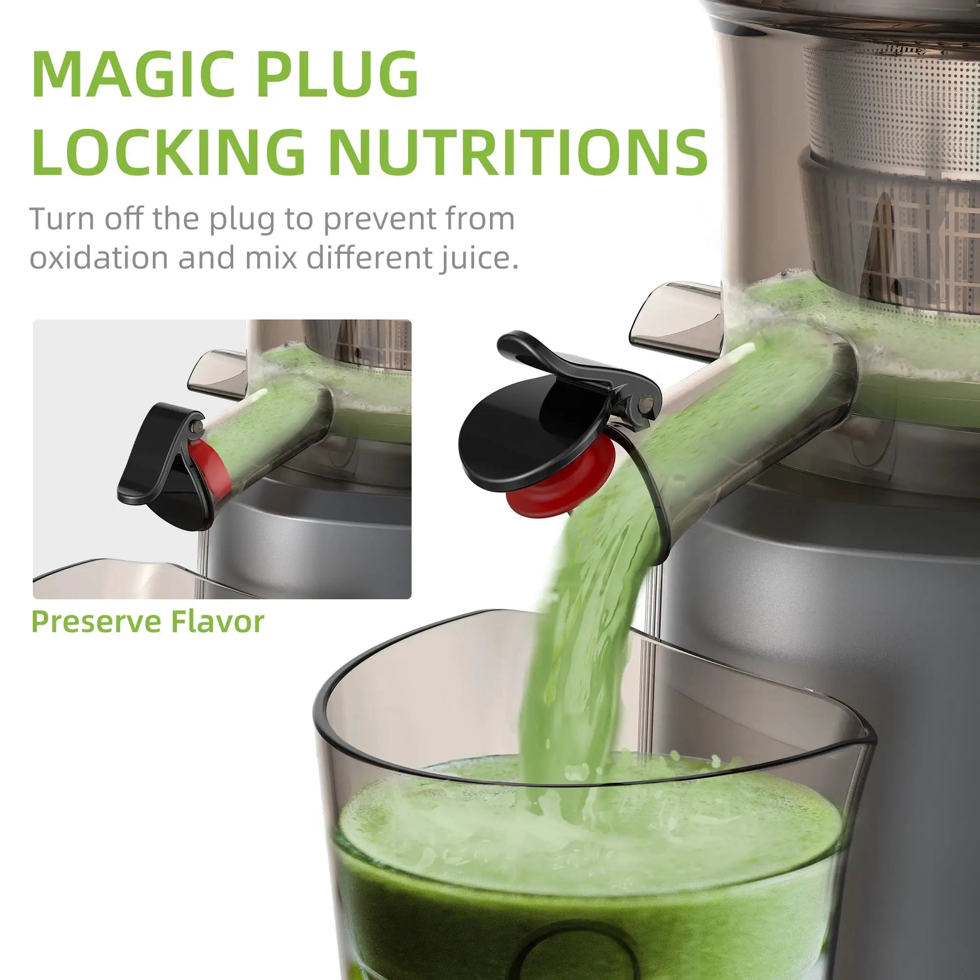 BioloMix Cold Press Juicer with 75mm Feed Chute, 200W 40-65RPM Powerful Motor Slow Masticating Juice Extractor Fits Whole Fruits from PriceLows™