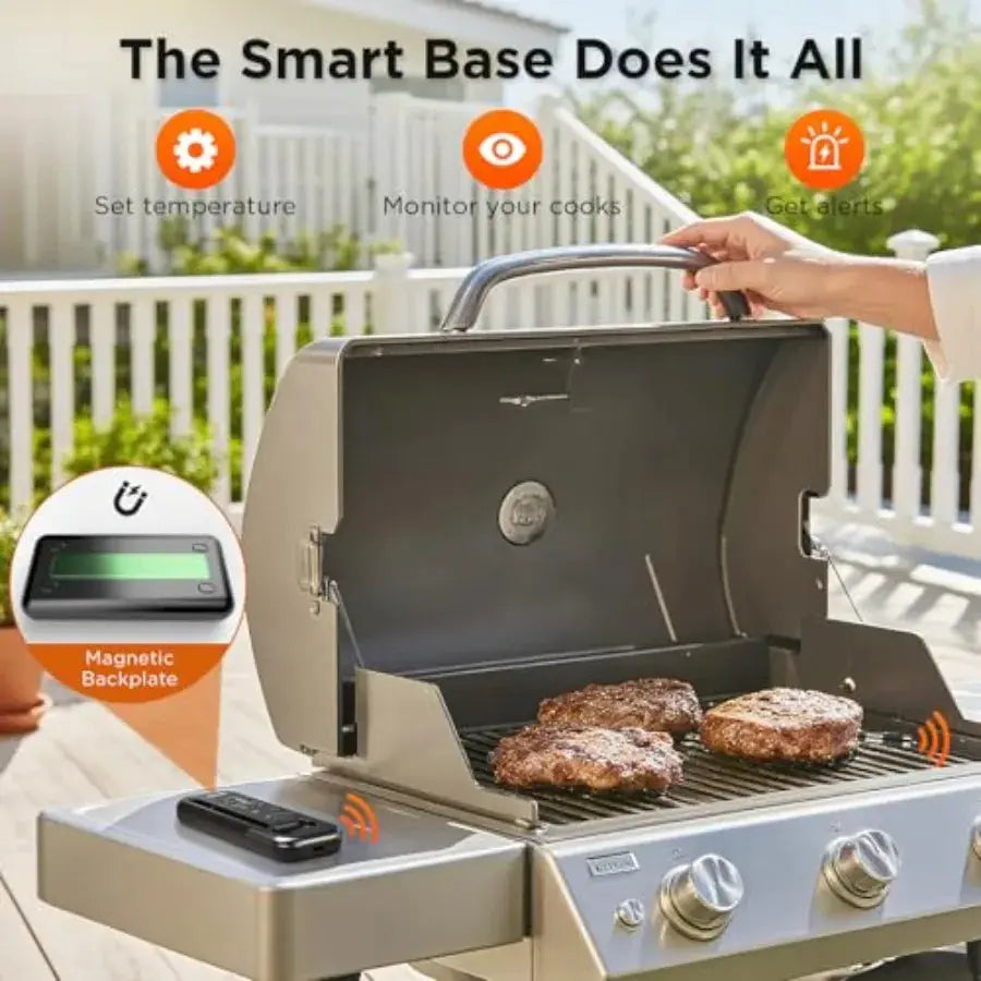 Bluetooth Meat Thermometer with Smart APP 800FT Wireless Range LCD Base Rechargeable Probe Digital Food Thermometer for BBQ Gri from PriceLows™