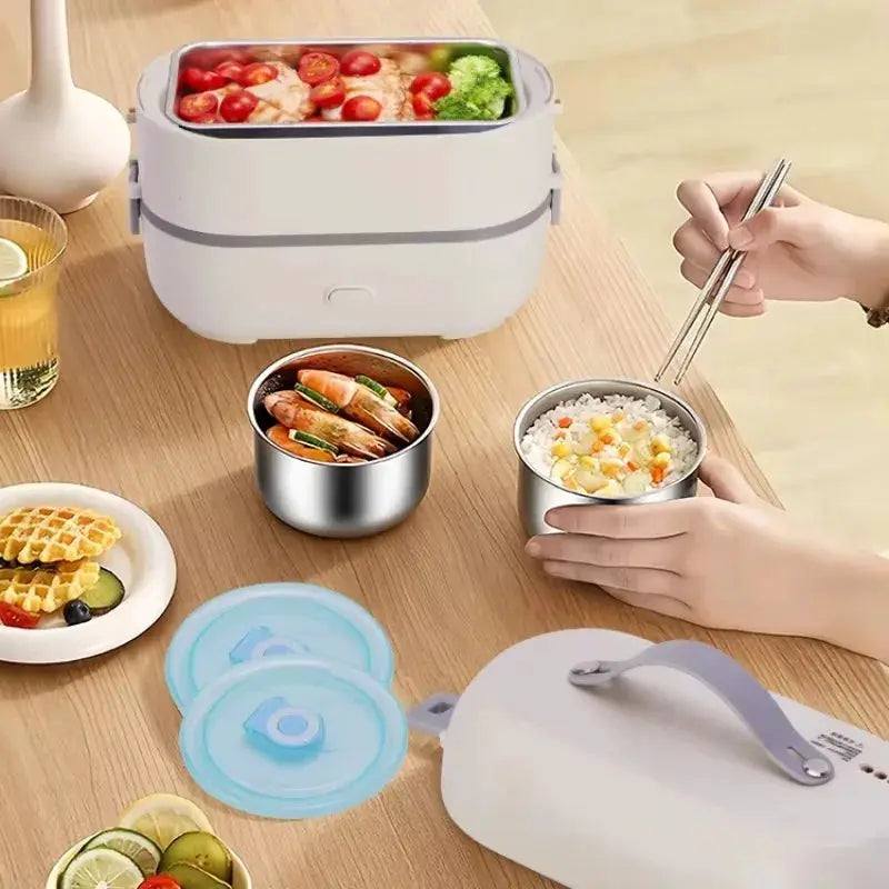 3-in-1 Portable Electric Lunch Box 2L Leakproof Stainless Steel Warmer for Adults for Home Car Outdoor Use from PriceLows™