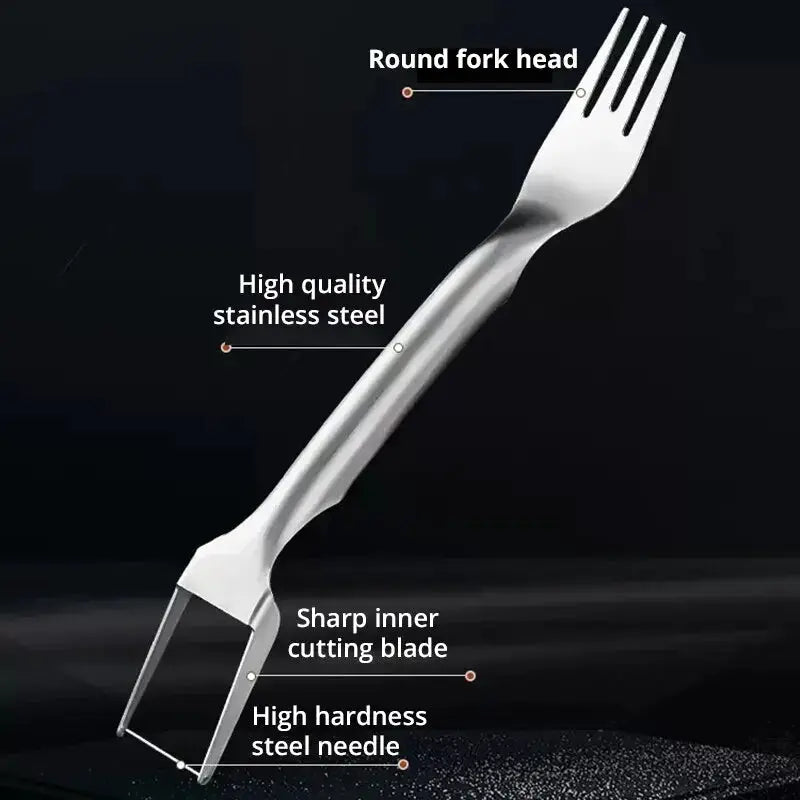 1pc Multi-purpose Portable 2In1 Watermelon Fork Slicer Watermelon Slicer Cutter Knife Stainless Steel Kitchen Fruit Cutting Fork from PriceLows™