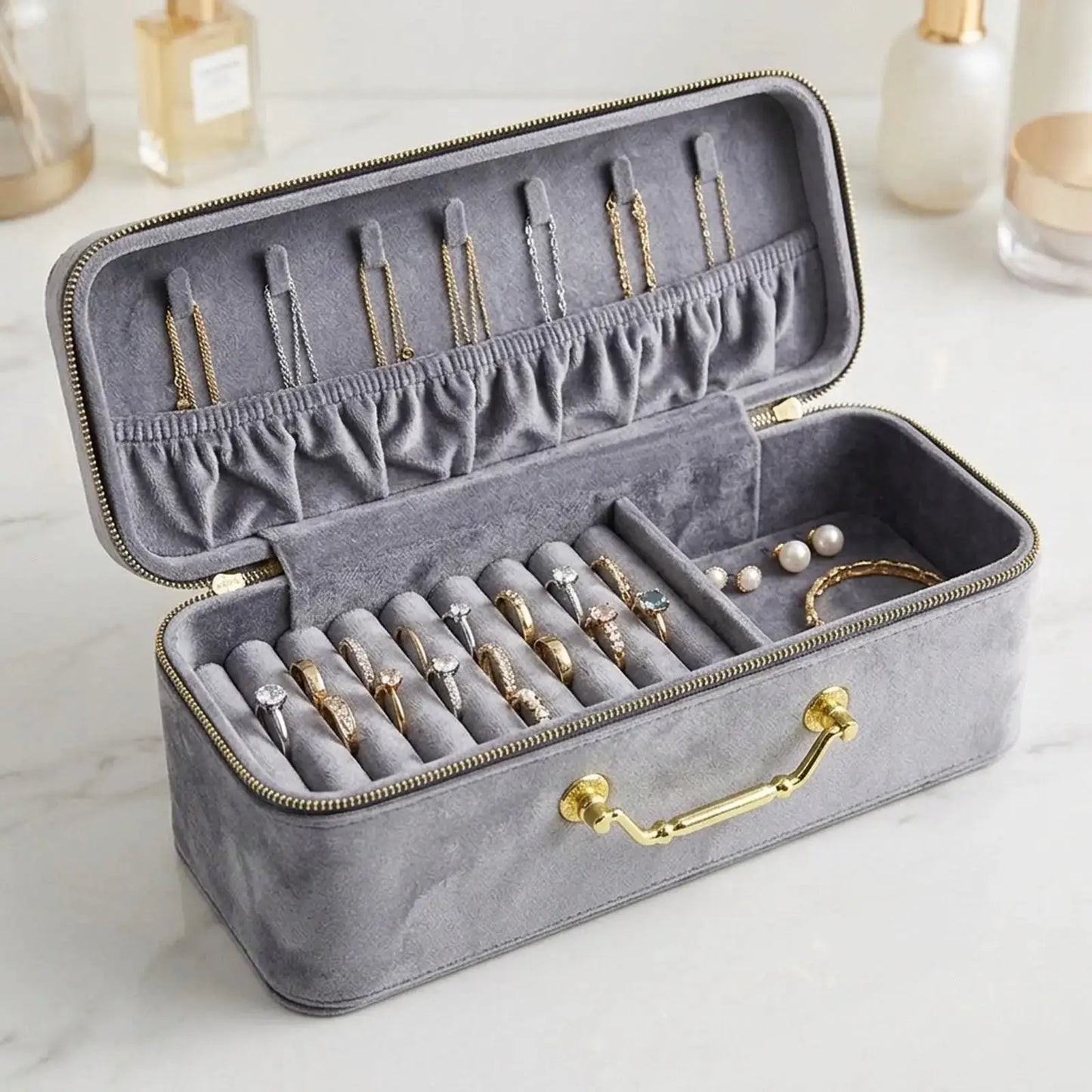 Bracelet Case Jewelry Organiser 15 Slots Gift Velvet Portable Presentation Box for Retail Stores Anniversary Art Craft Fairs from PriceLows™