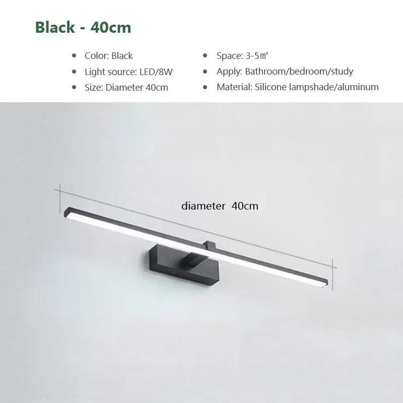 LED Wall Light | Aluminum Body | Three Color Temperatures | Black Ivory