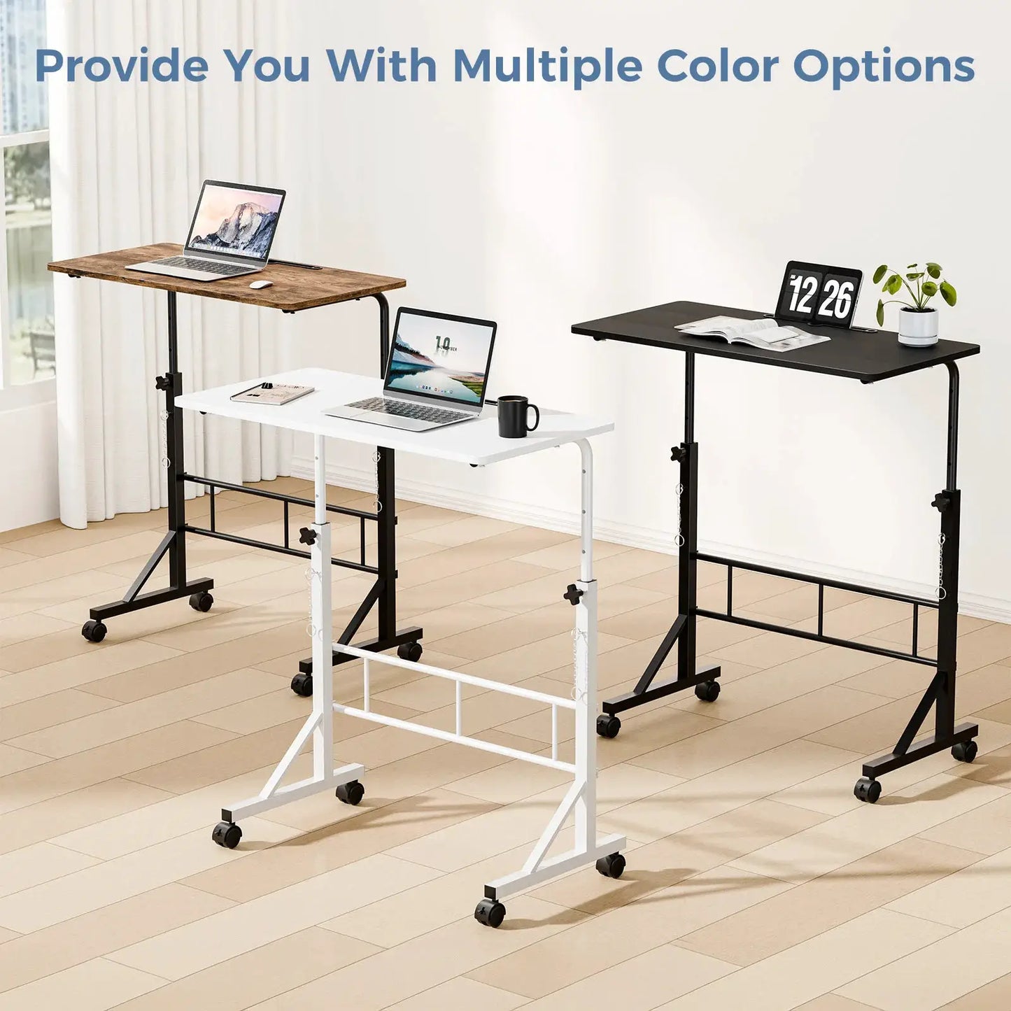 JHK 31.5" Adjustable Height Mobile Desk with Locking Wheels Pin-Lock Portable Computer Desk Laptop Workstation for Walking Pad Active Home Office from PriceLows™