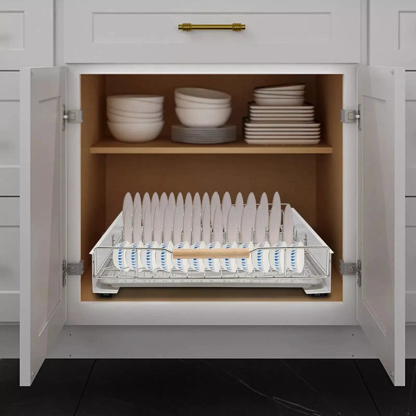 Modern Pull Out Dish Drainer Drawer Bottom-Mounted Slide Out Storage Shelf for Kitchen Cabinets, Under the Sink, Closets from PriceLows™