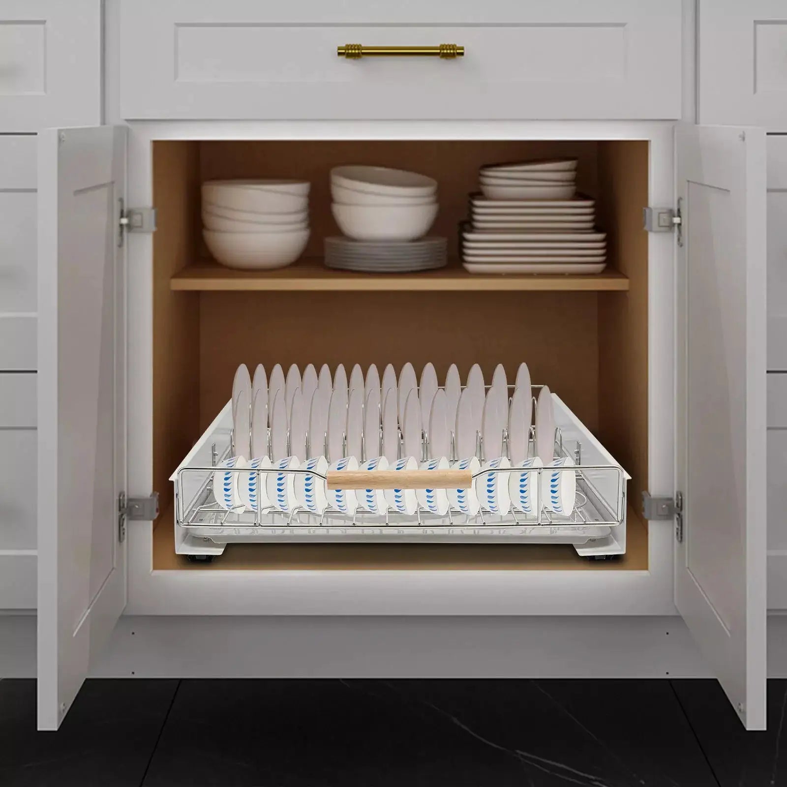 Modern Pull Out Dish Drainer Drawer Bottom-Mounted Slide Out Storage Shelf for Kitchen Cabinets, Under the Sink, Closets from PriceLows™