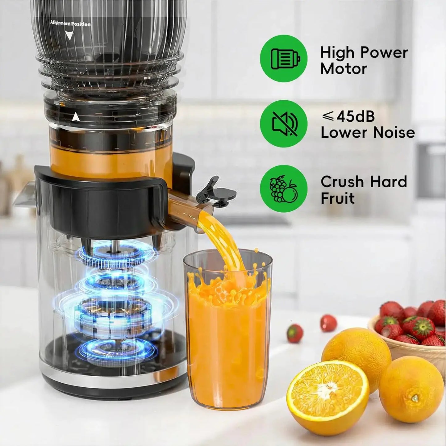 Cold Press Juicer, 300W Slow Masticating, 5.8" Wide Feed, High Juice Yield, Easy Clean from PriceLows™
