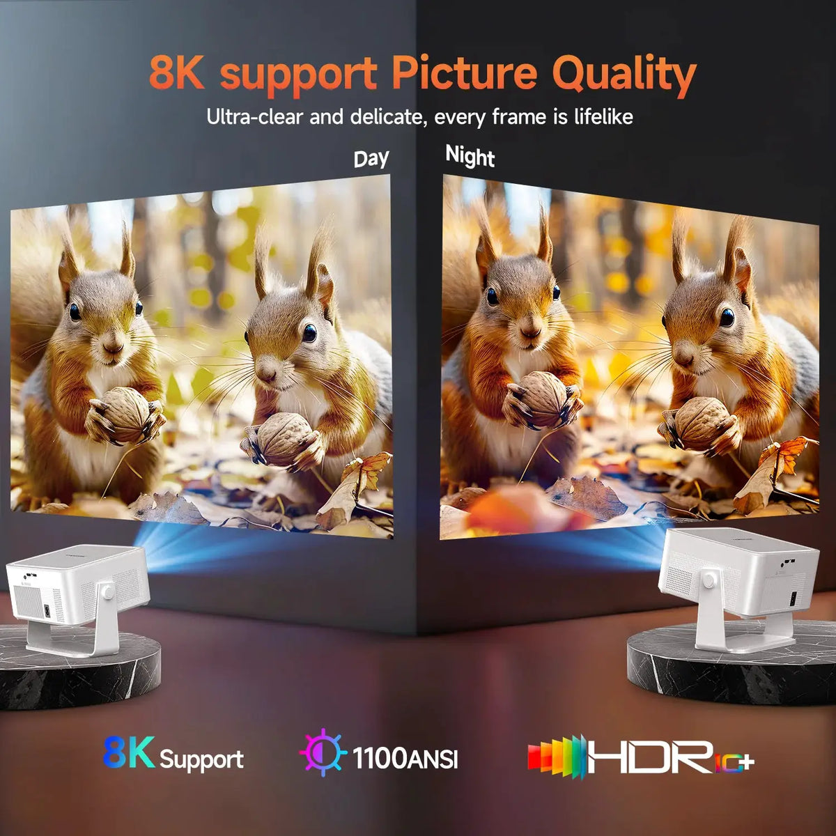 Portable Projector | 1100 Lumens | Auto Focus | Wifi 6