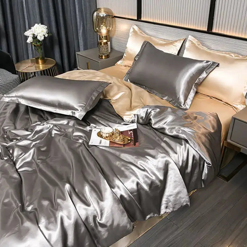 Satin Bedding Set | 100Gsm Silky Finish | Duvet Cover Set | Queen King Size