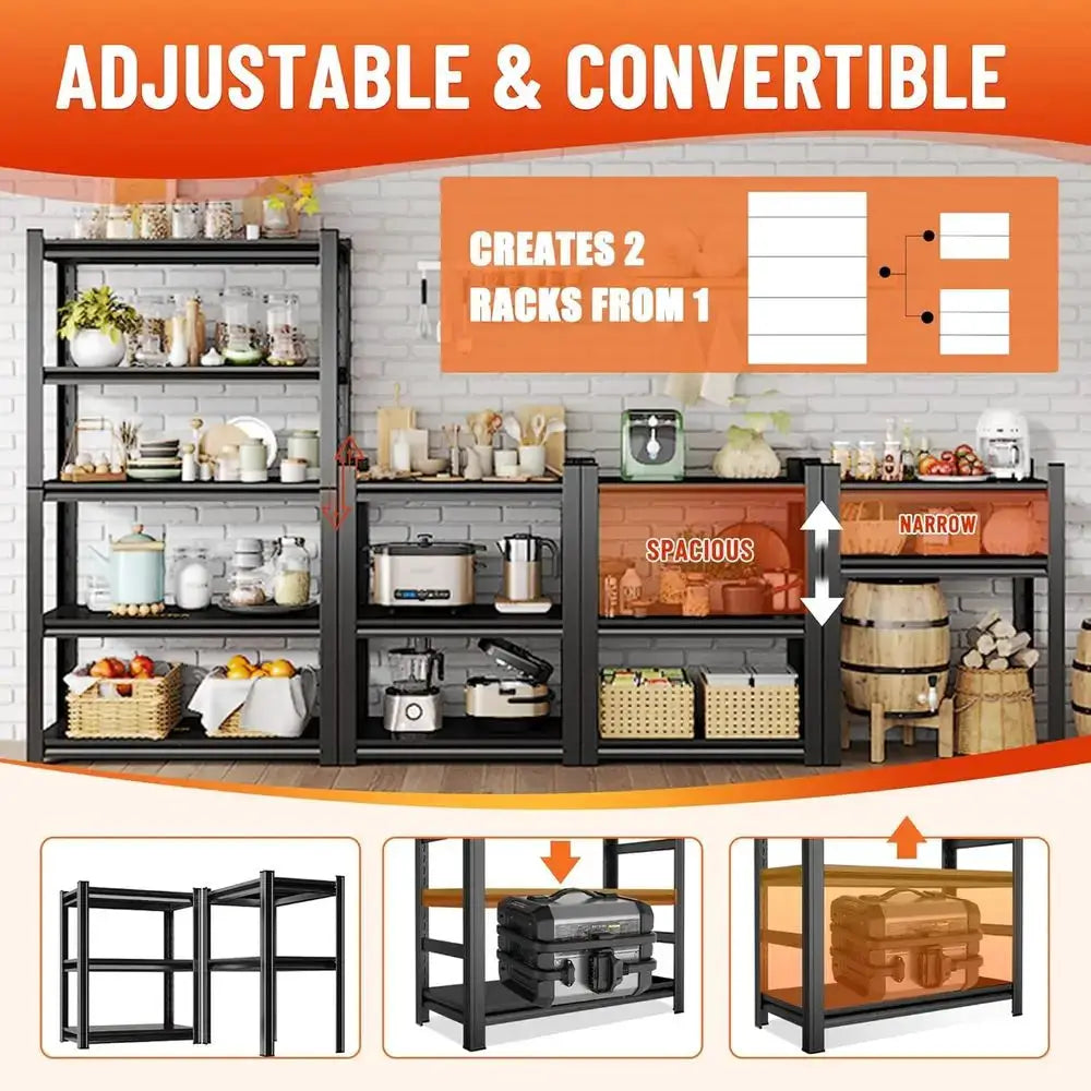 72 Heavy-Duty 5-Tier Garage Shelving, 40 Wide, 2500 lbs Capacity, Ideal for Storage in Garages, Warehouses, and Basements, Black from PriceLows™