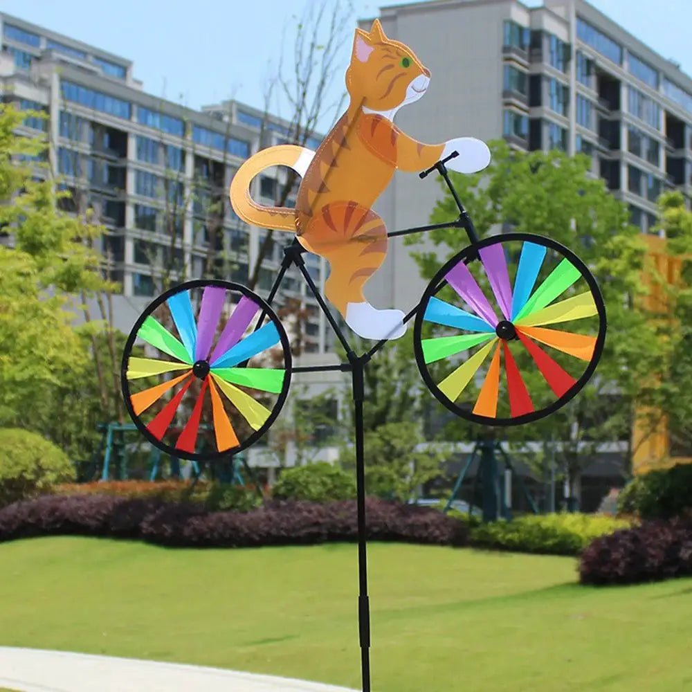 Animal Riding Three-dimensional Cartoon Modelling Windmill Creative Bicycle Wind Spinners Standing Pole Garden Yard Decoration from PriceLows™