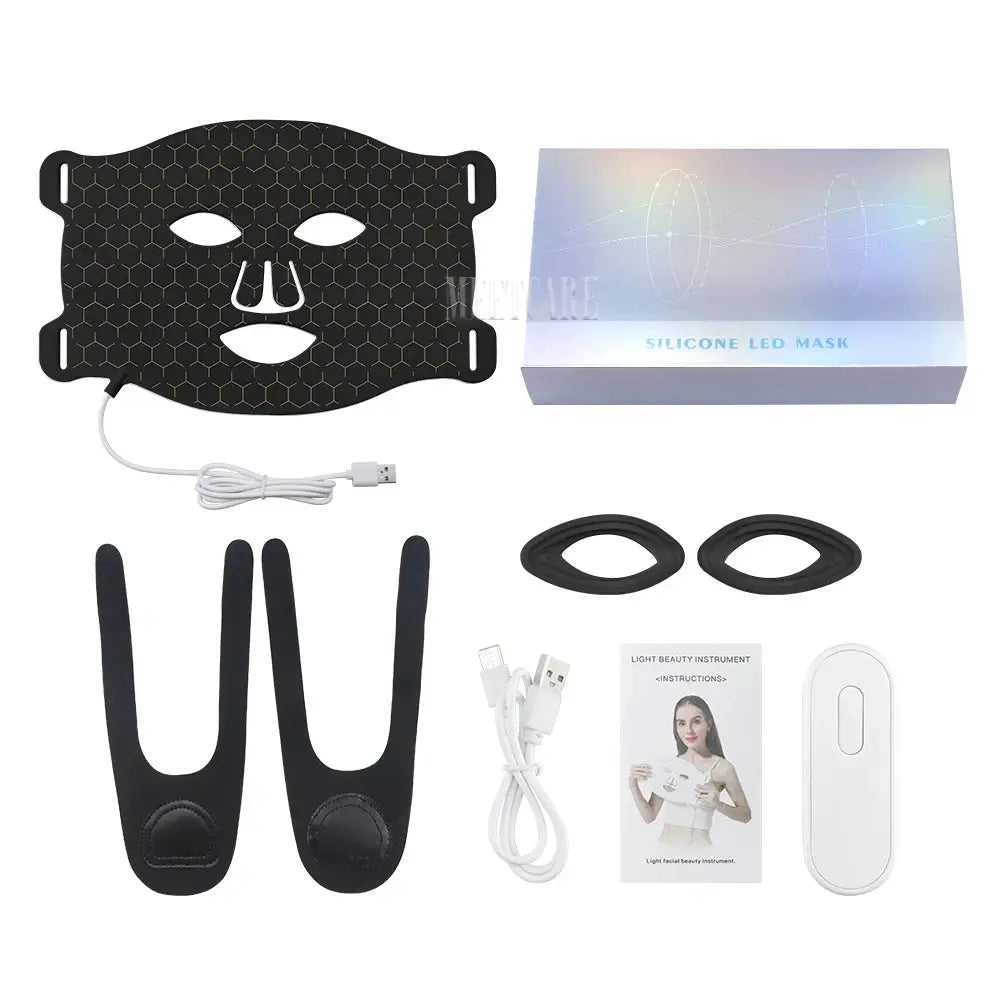 7Colors LED Face Mask with 110pcs Lamp Beads Photon Red Light Therapy Repair Skin Beauty Wireless Flexible Facial Masks from PriceLows™