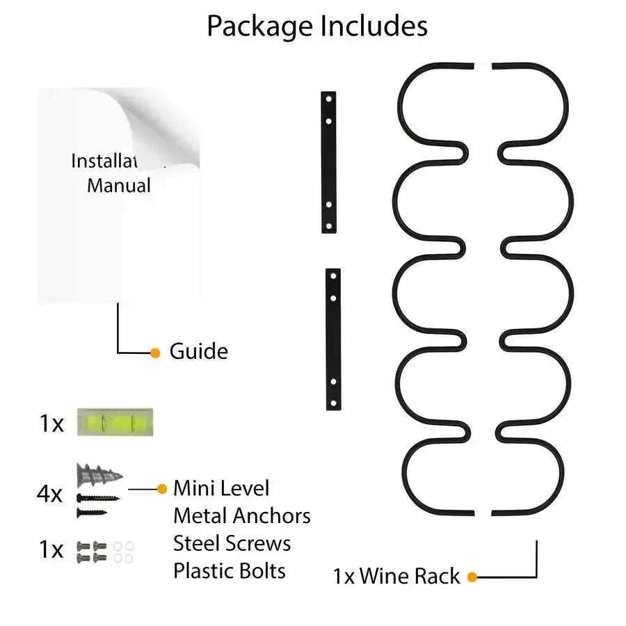 Dijon Wine Rack for Kitchen Organization and Storage, Under Cabinet Organizer for 5 Liquor or Wine Bottles, Metal Black from PriceLows™