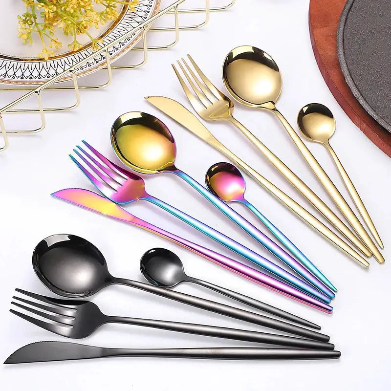 5/20/30/60pcs cross-border stainless steel cutlery set, luxurious gold Portuguese cutlery, suitable for holiday parties. from PriceLows™