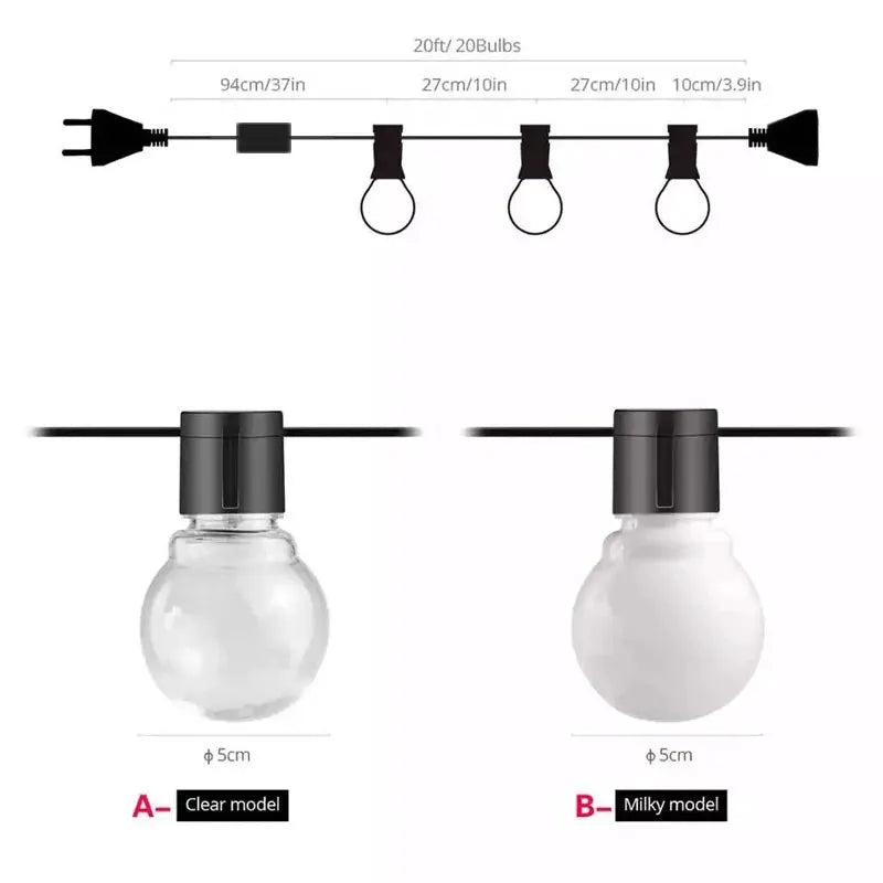 G50 Street Garland Light Bulbs LED Fairy String Light Outdoor Lights Garden Patio Christmas Decoration from PriceLows™