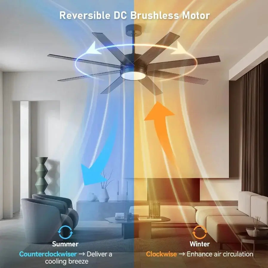 Ceiling Fan with Light 60 inch Modern Ceiling Fan with Remote Control Reversible DC Motor Stepless Dimmable Noiseless for Indoo from PriceLows™