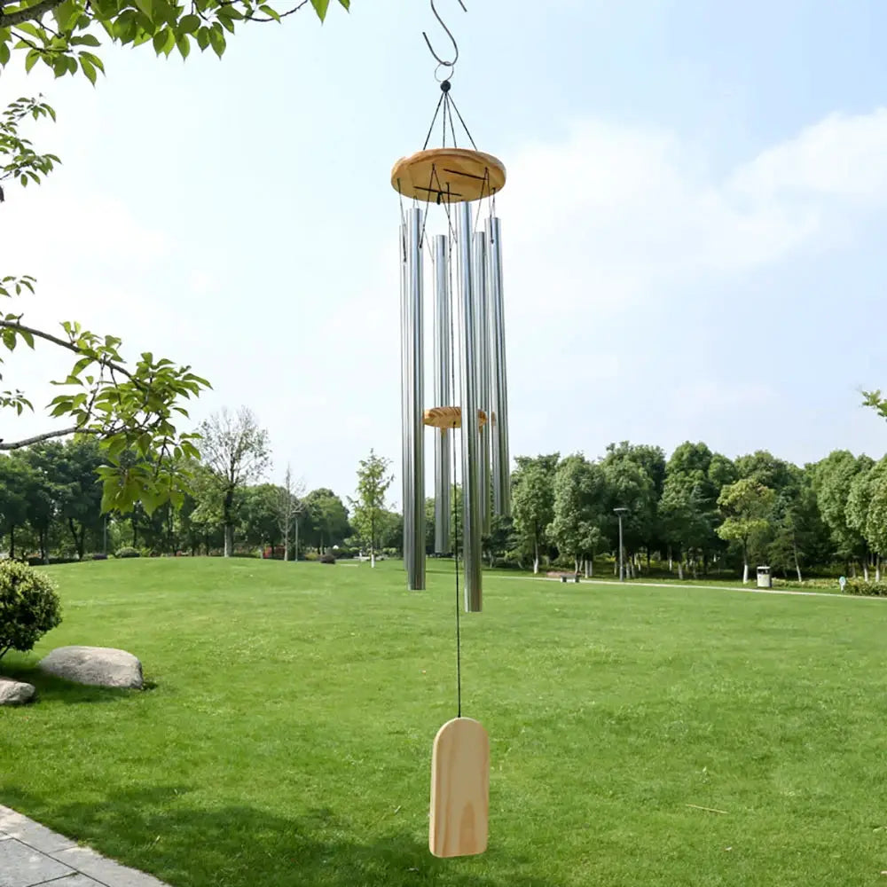 Silver 6 Tube Wind Chime Chapel Good Luck Bells Pendant Door Wall Hanging Ornament for Home Garden Outdoor Decorations NEW from PriceLows™