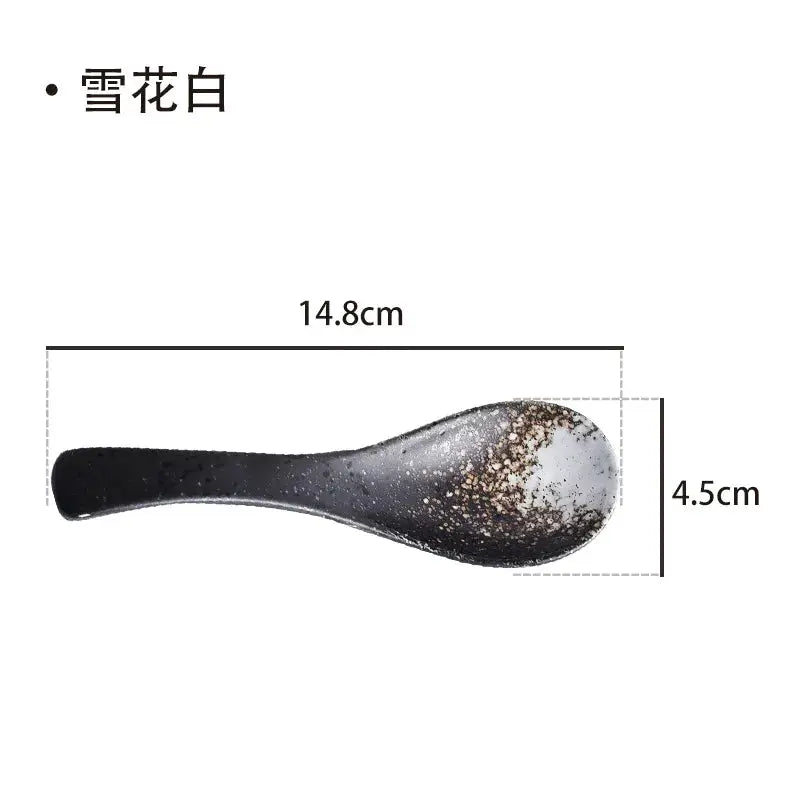 Ceramic Spoon Japanese Retro Bone China Green Black 14.5*4.5cm Rice Scoop Tableware Household Kitchen Supplies Dinnerware from PriceLows™