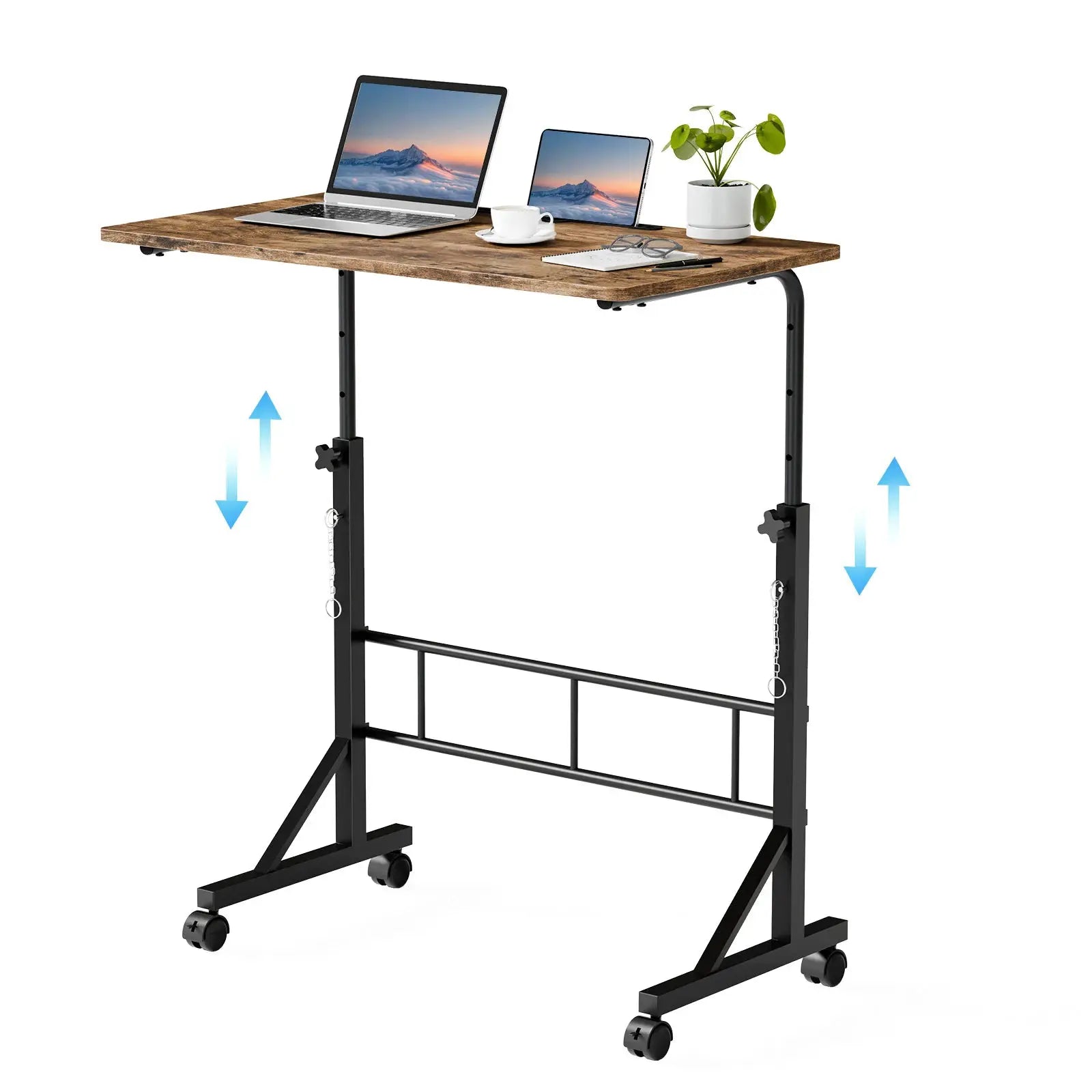 JHK 31.5" Adjustable Height Mobile Desk with Locking Wheels Pin-Lock Portable Computer Desk Laptop Workstation for Walking Pad Active Home Office from PriceLows™