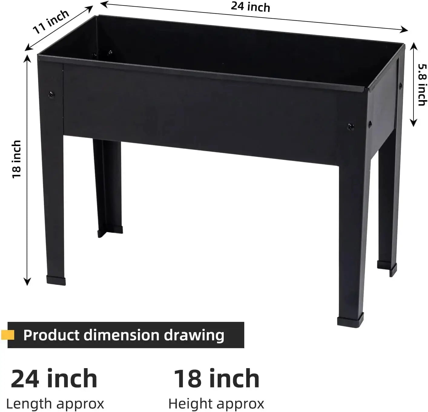 Raised Garden Bed, Elevated Planter Black Metal Plant Box with Legs Standing Garden Stand Drainage Holes Black(24" L x 1 from PriceLows™