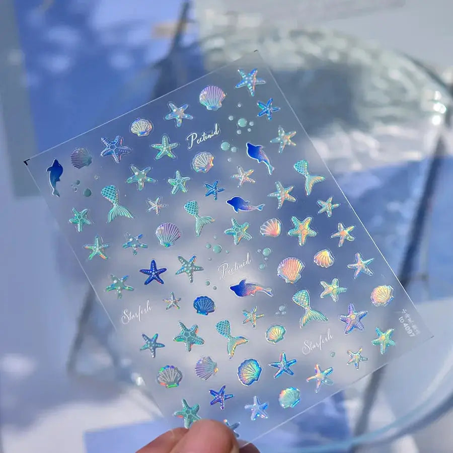 1pc Ocean Nail Art Stickers 5D Summer Starfish Seashell Nail Decals Decoration Y2K Embossed Nail Art Supplies Manicure Slider from PriceLows™