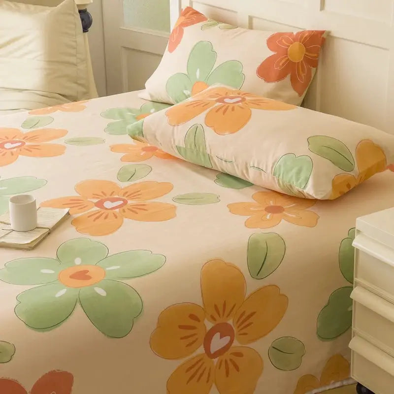 100% Cotton Coarse Weave Flat Sheet, Floral Striped Print Bed Sheet, Breathable Durable All Season Bedding for Kids & Adults from PriceLows™