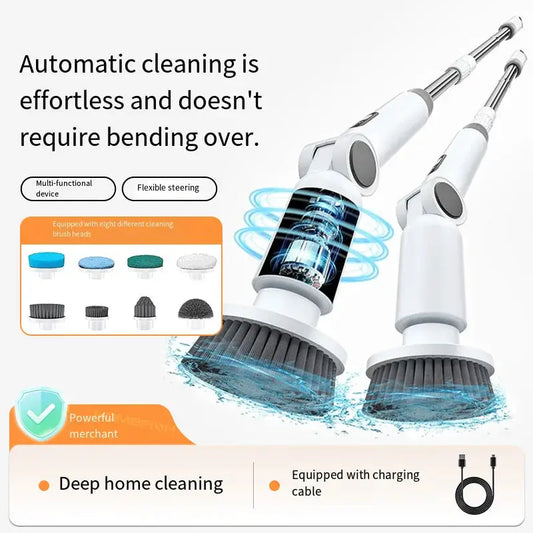 Electric Spin Scrubber | 8 In 1 Versatility | Adjustable Extension Handle