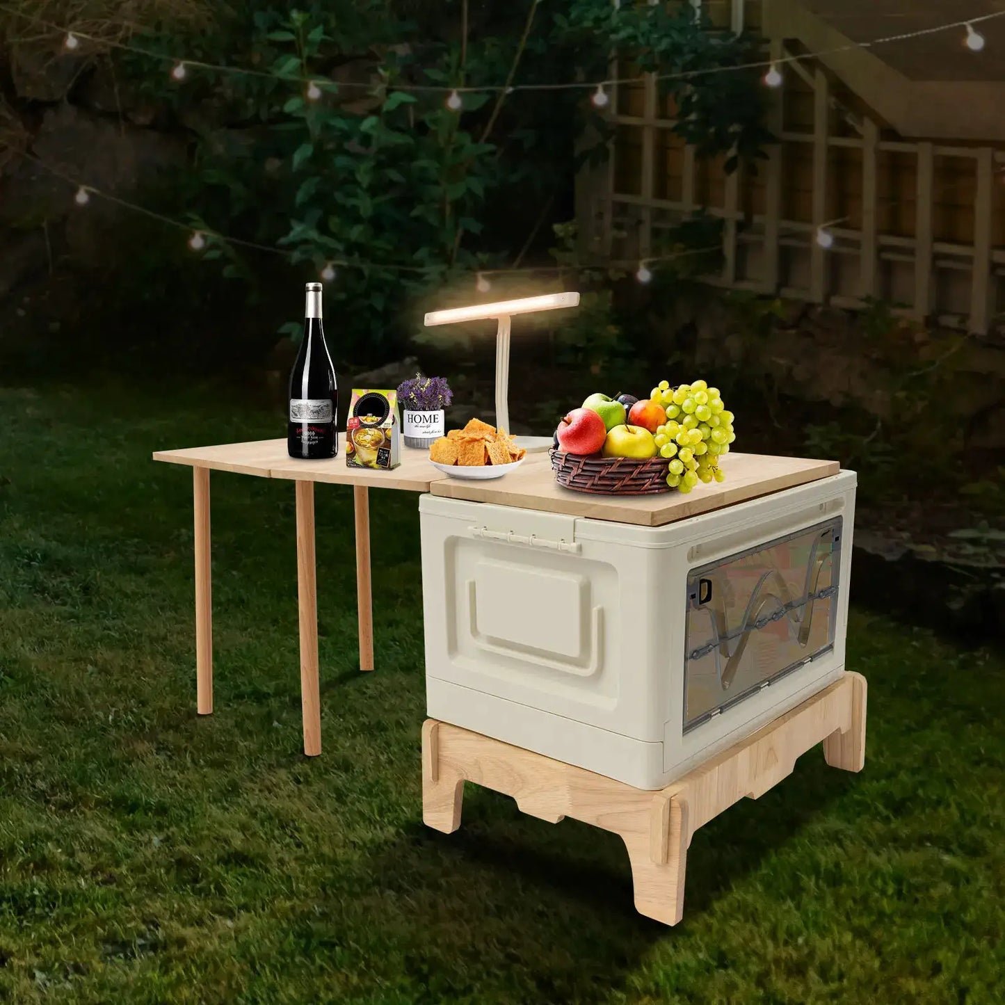 Folding Camping Table with Storage Space, Small Portable Foldable Compartment Table Suitable for Indoor, Outdoor, Barbecue from PriceLows™