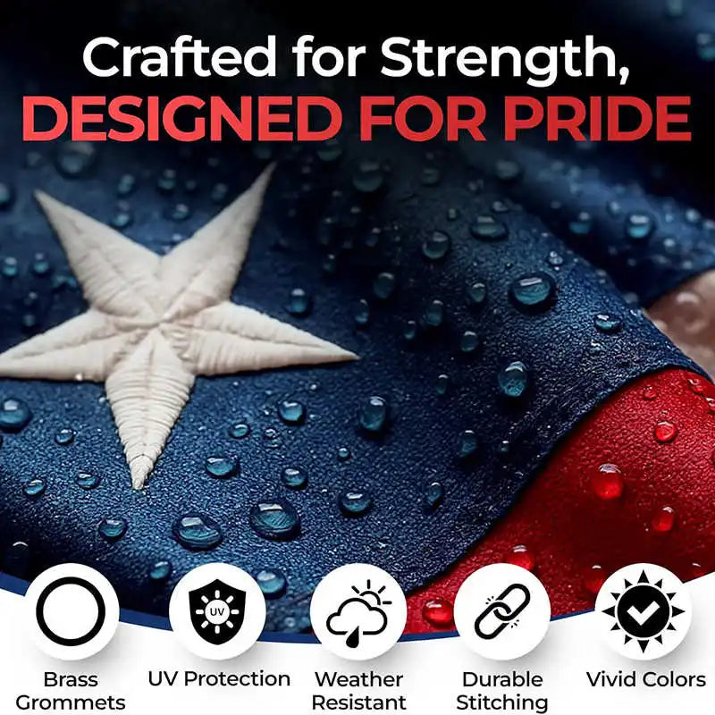 Outdoor Flag | Waterproof Nylon | Embroidered Stars, Brass Grommets | 3x5 Ft