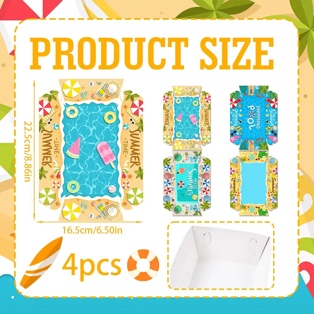 Hawaiian Snack Trays | Tropical Paper Design | 4 8 12 Piece Sets
