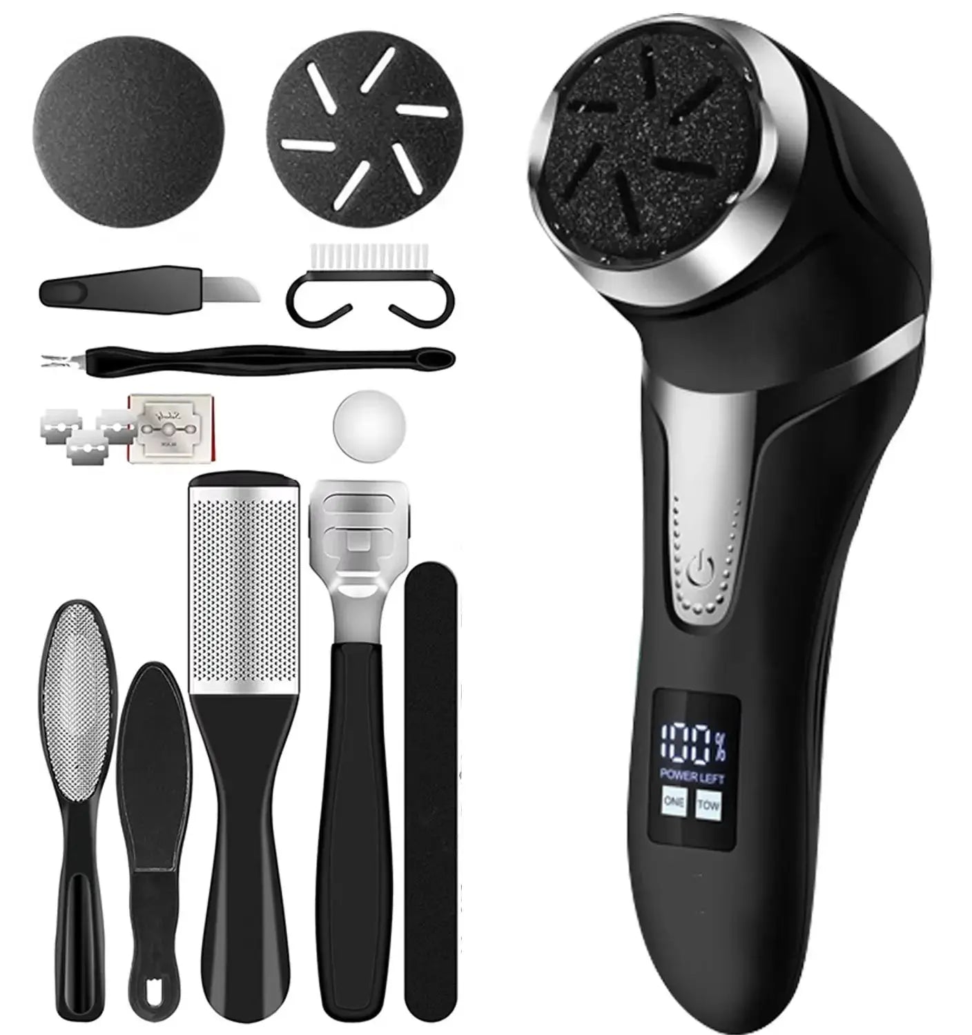 Rechargeable Electric Foot Rasp Electric Pedicure Foot Sander IPX7 Waterproof 3 Grinding Heads to Eliminate Feet Dead Skin from PriceLows™