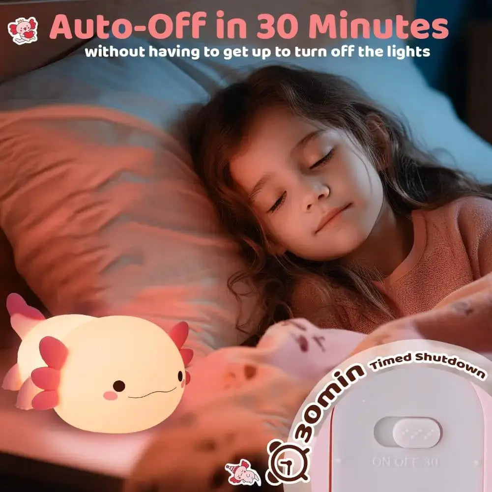 LED Axolotl Night Light | Touch Control | Battery Powered | Kids Bedroom