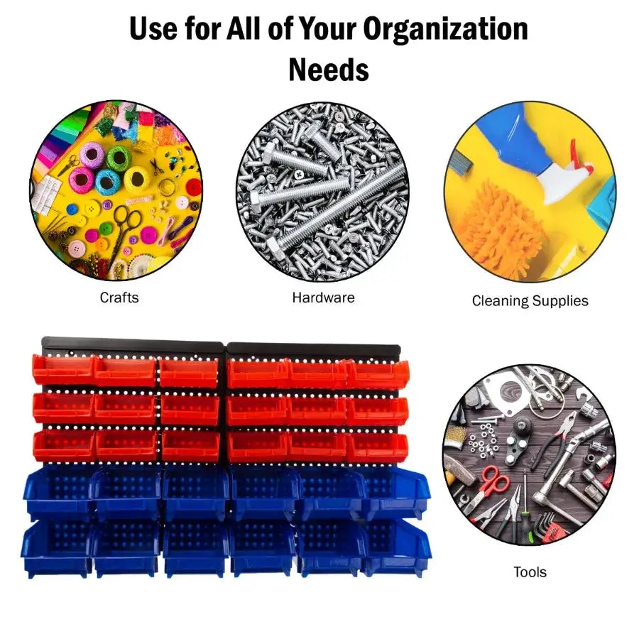 Wall-Mounted Garage Storage Bins with 30 Compartments for Tools, Crafts Small Parts Organization Durable Plastic, Space-Saving from PriceLows™