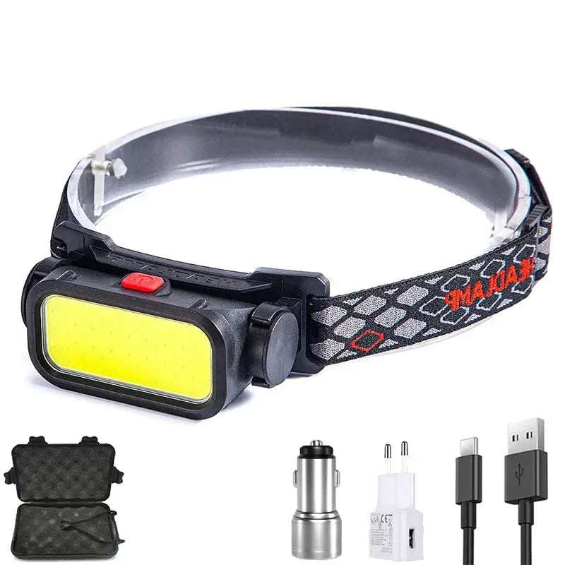 Powerful COB LED Headlamp USB Rechargeable 4 Modes Lighting Head Flashlight With 18650 Built in Battery Camping Fishing Lantern from PriceLows™
