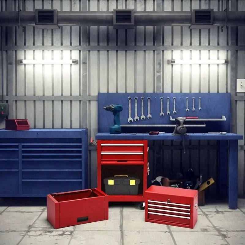 6-Drawer Tool Chest with Heightening Cabinet-Red from PriceLows™