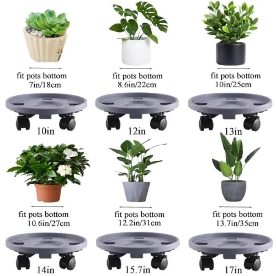 Rolling Plant Stand with Wheels 3 Pack Plant Caddy with Wheels Heavy Duty Plant Dolly Roller Base with Wheels Round Flower Pot from PriceLows™