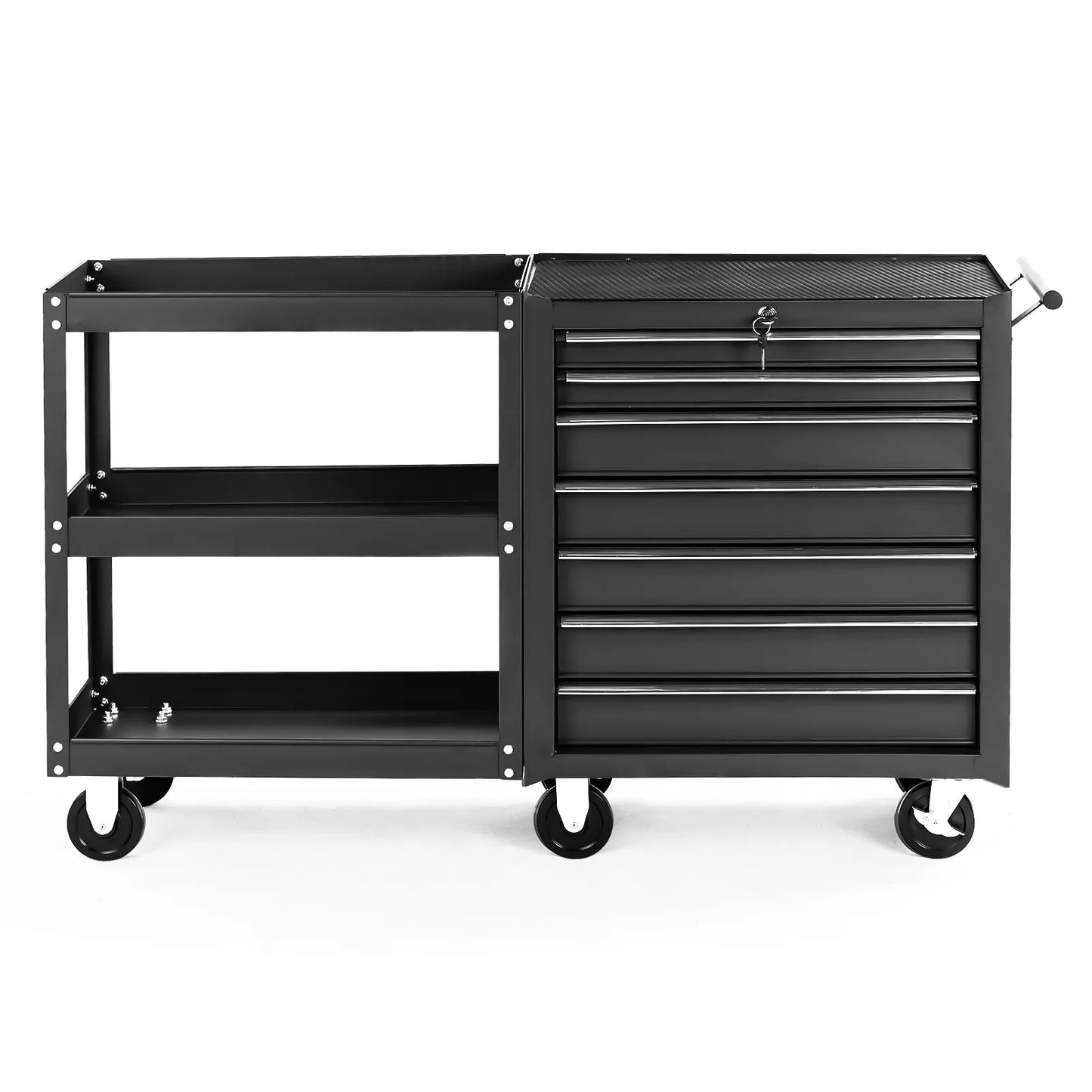 Rolling Tool Chest, 7-Drawer Mobile Tool Cart with Side Shelves and Top Cushion from PriceLows™