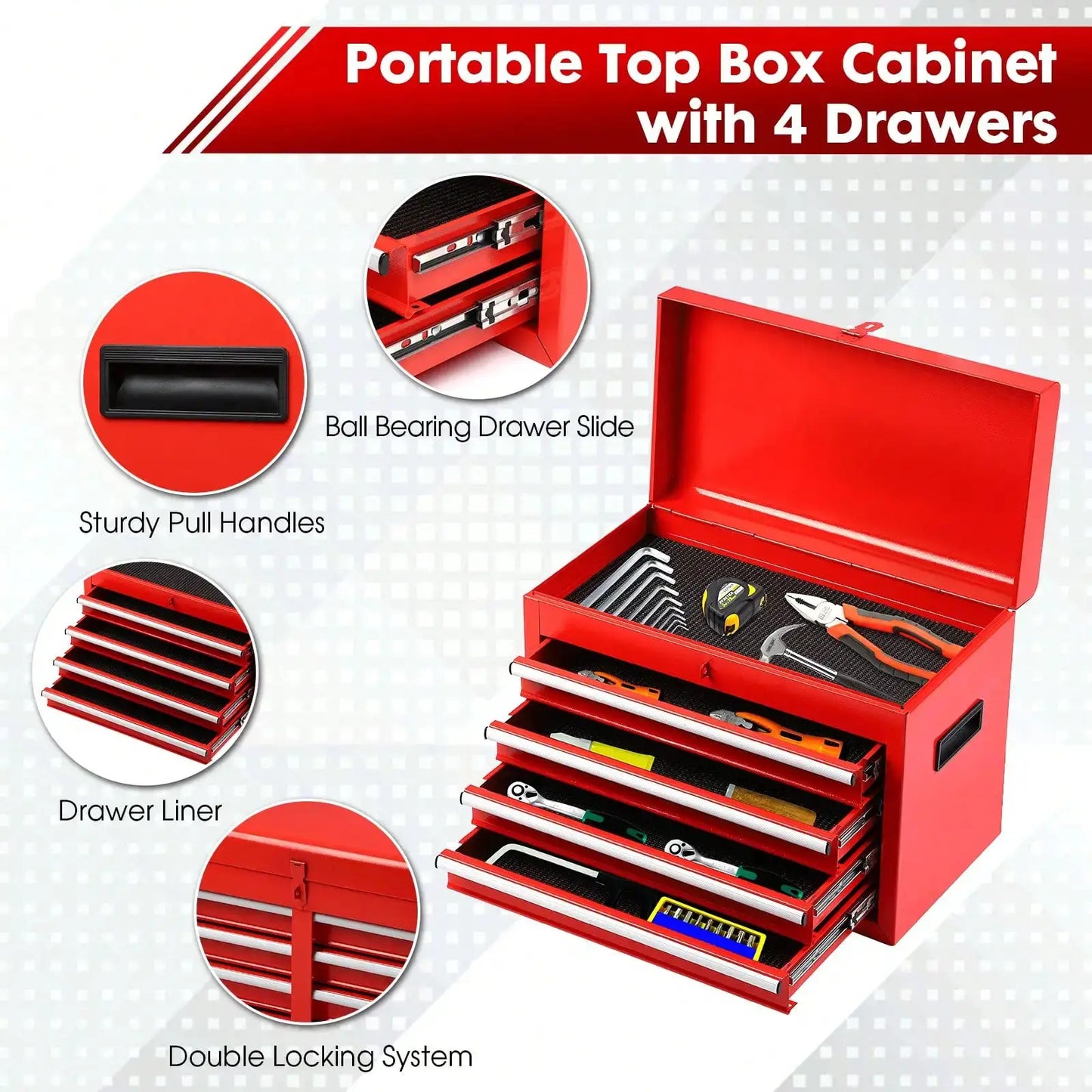 Rolling Tool Chest, 5-Drawer 2-In-1 Tool Cabinet With Lockable Wheels And Detachable Top Tool Box, Tool Cart For Warehouse, Workshop from PriceLows™