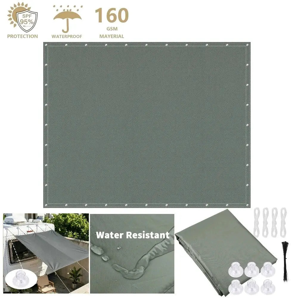 Sun Shade Sail | Waterproof Poly Cotton | UV Block Canopy | Square Rectangle