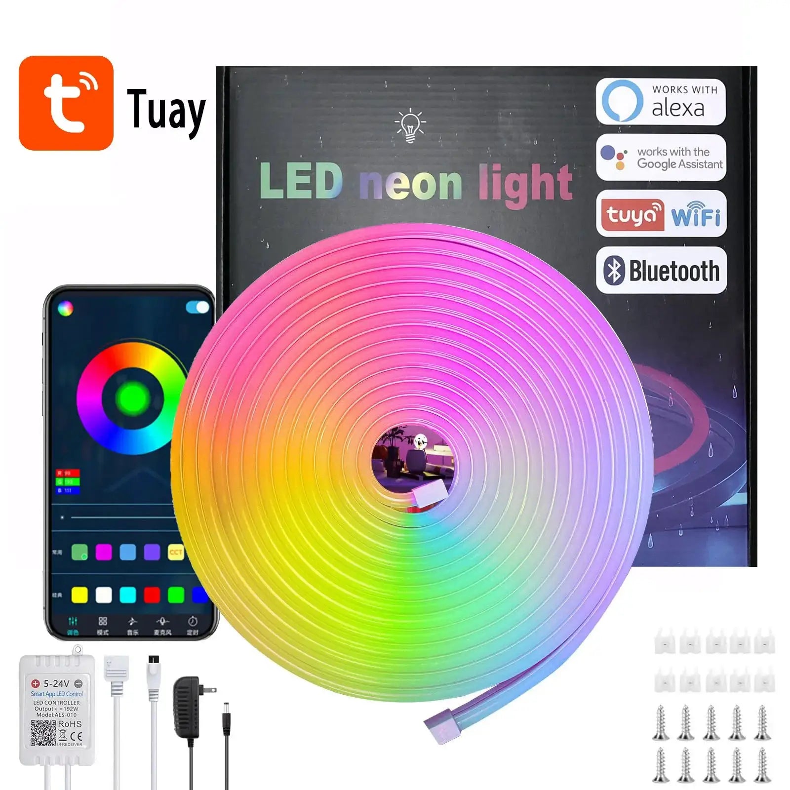 LED Neon Light Strip With Tuya Intelligent Control RGB Waterproof Neon Rope Light Suitable For Outdoor Decoration Of Houses from PriceLows™