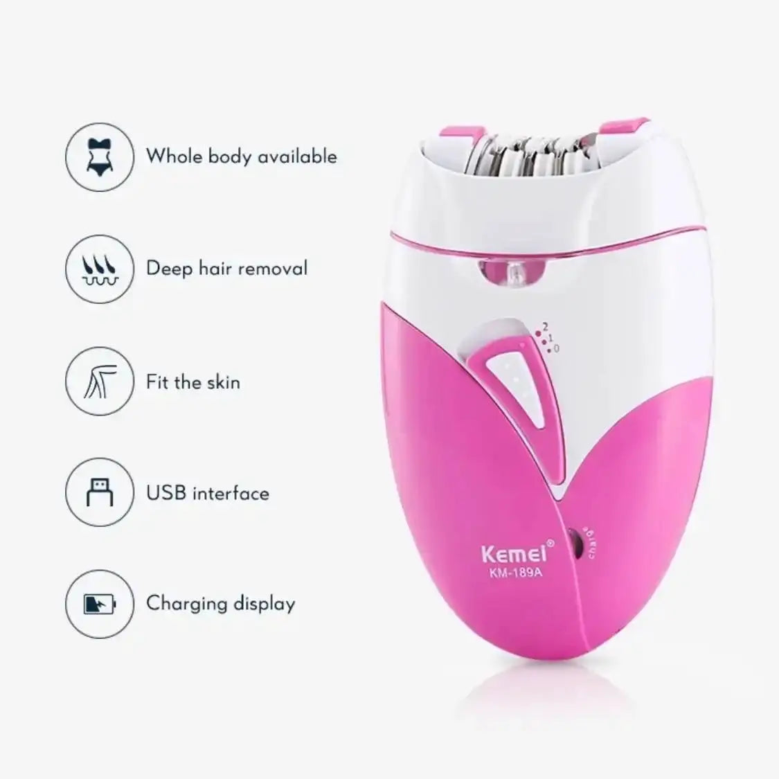 Kemei Women Epilator | USB Fast Charging | Wet Dry Use | Rechargeable