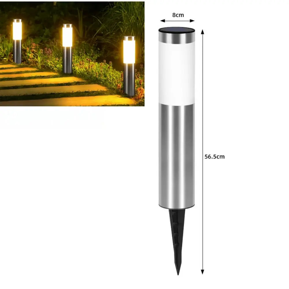 Solar Stainless Steel LED Modern Pathway Lights Upgraded Courtyard Outdoor Garden Cylindrical Lawn Light Outside Walkway Decor from PriceLows™