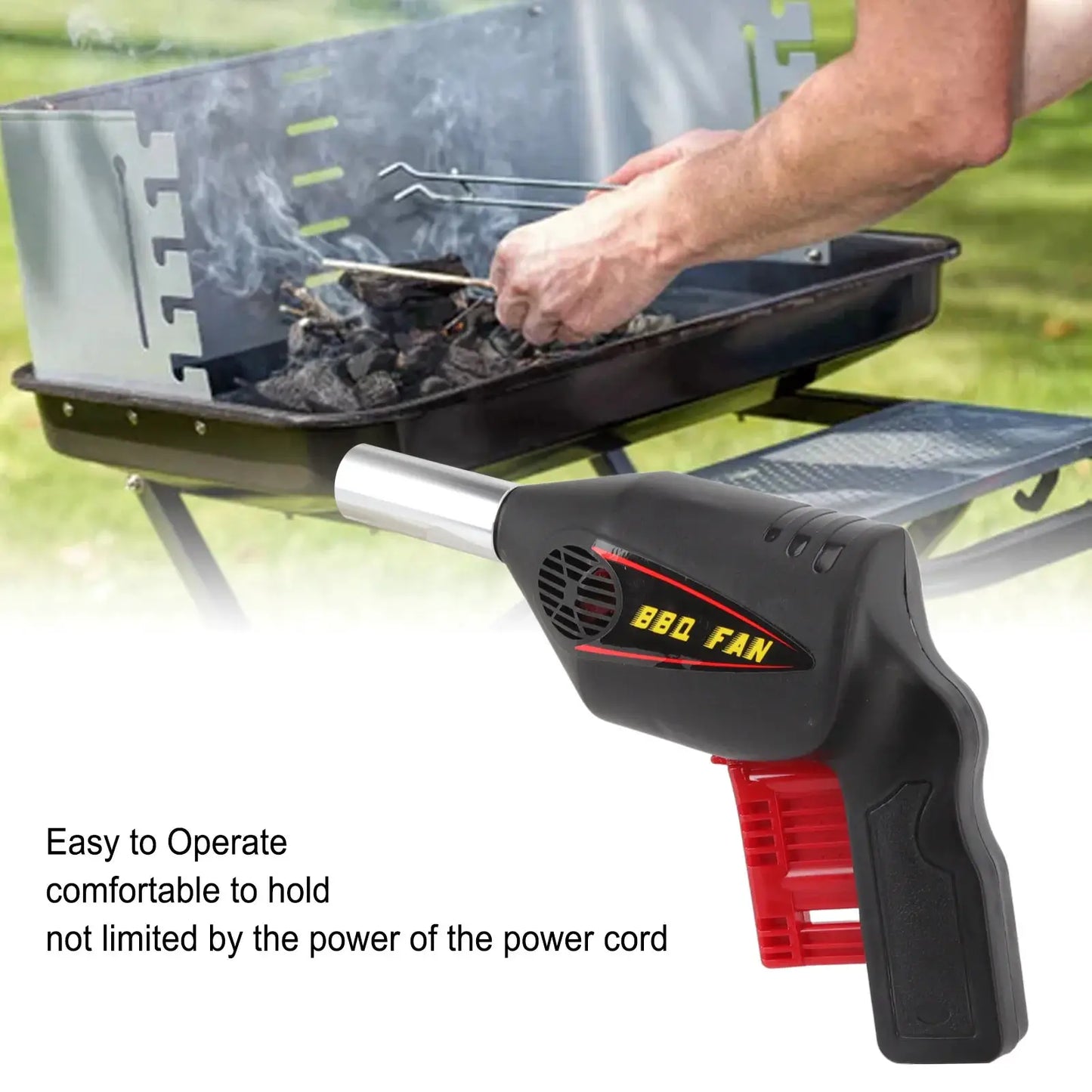 BBQ Air Blower Ventilator | Portable Handheld Fan | Camping Tool | 2 Piece Kit