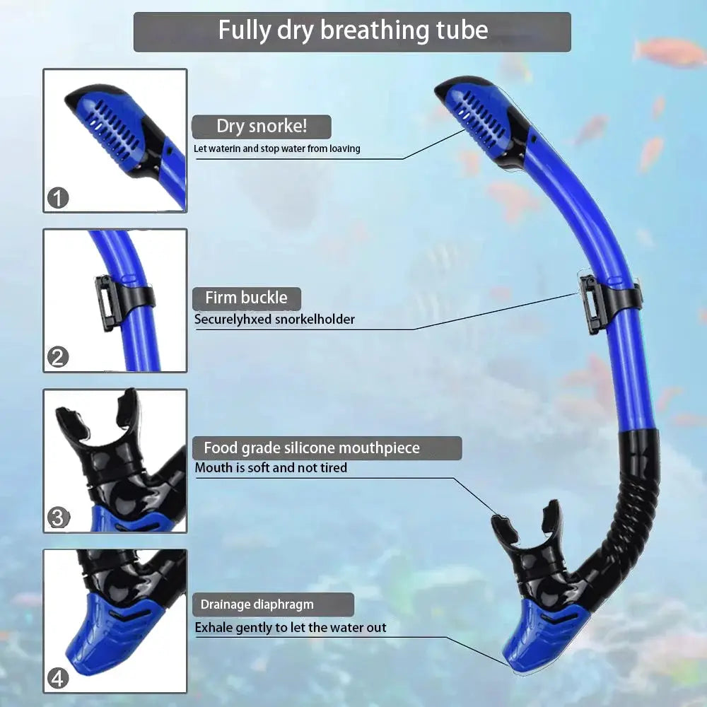 Mask Fin Snorkel Set Snorkel Gear for Adult Panoramic View Snorkel Mask Adjustable Dive Flipper Dry Top Snorkel and Travel Bag from PriceLows™
