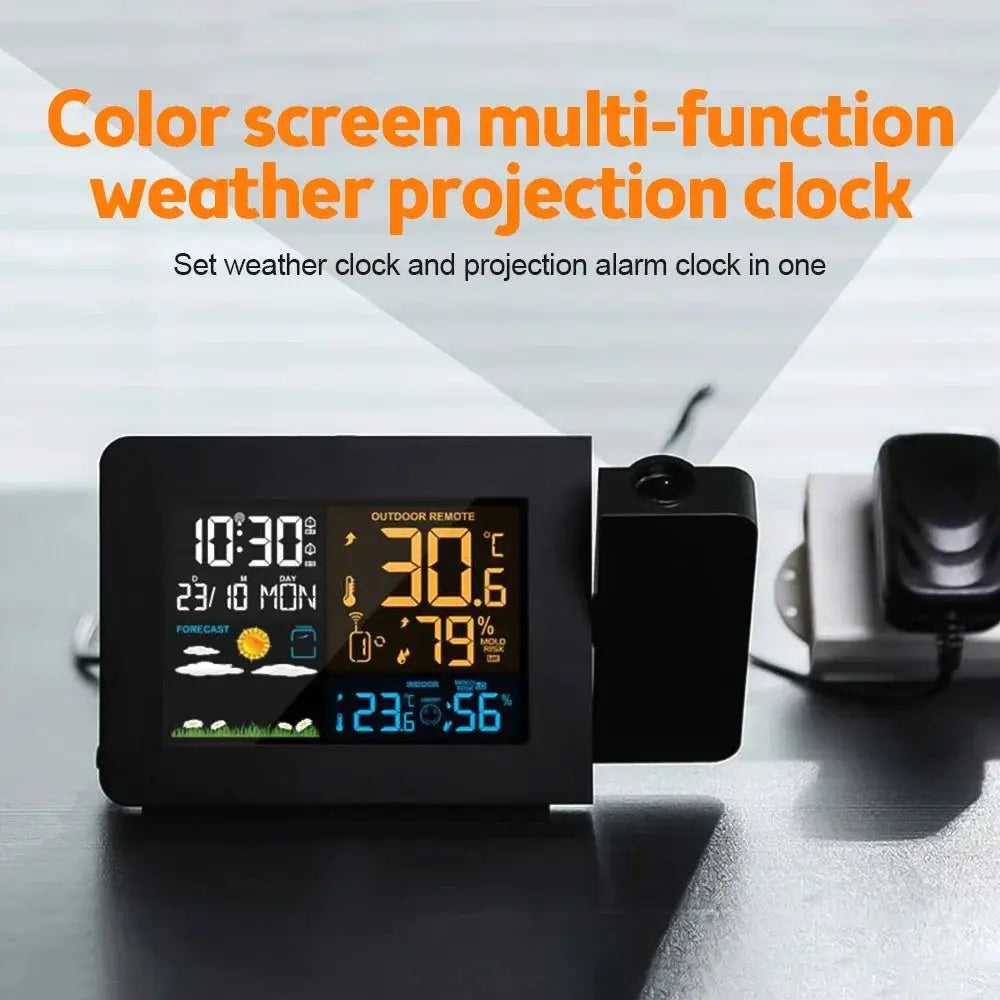 Projection Alarm Clock with Weather Station, Atomic Clock with Indoor Outdoor Thermometer & Humidity Monitor, WWVB Digital from PriceLows™