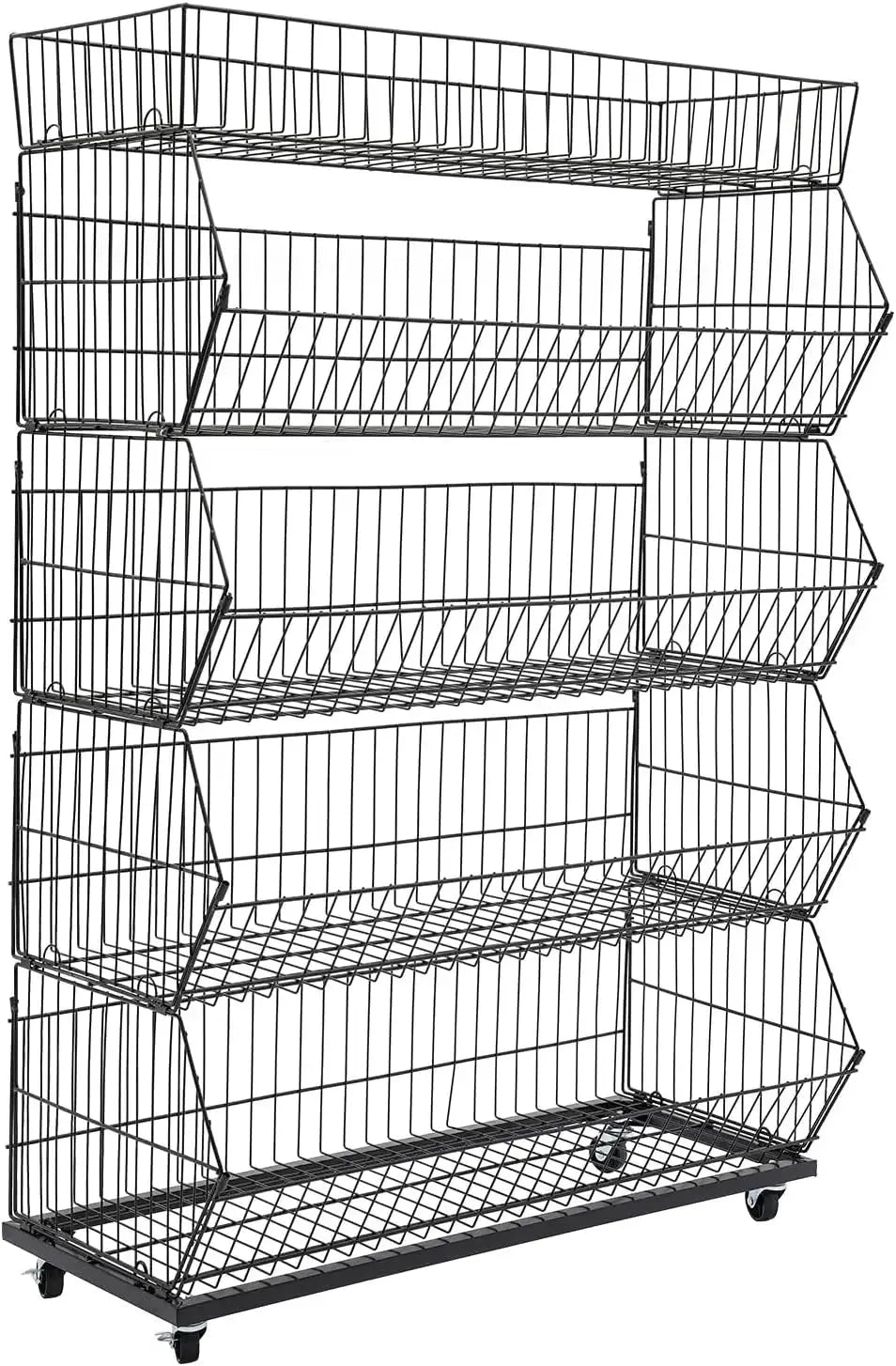 5 Tier Large Wire Metal Mobile Supermarket Storage Shelf,Fruit Vegetable Snack Supply Basket for Home Store Market from PriceLows™