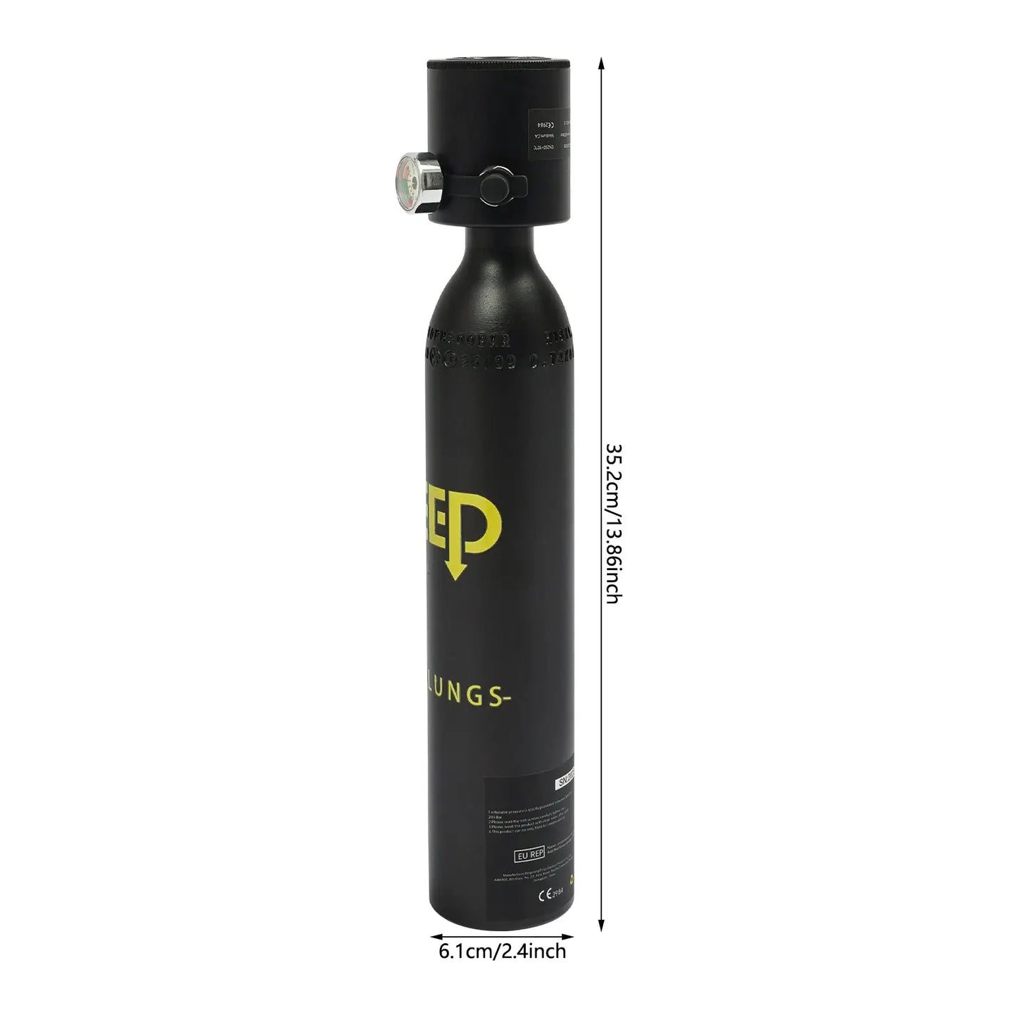 Mini Diving Tank Kit | 0.5L Cap | 200 Bar Working Pressure | With Pressure Gauge