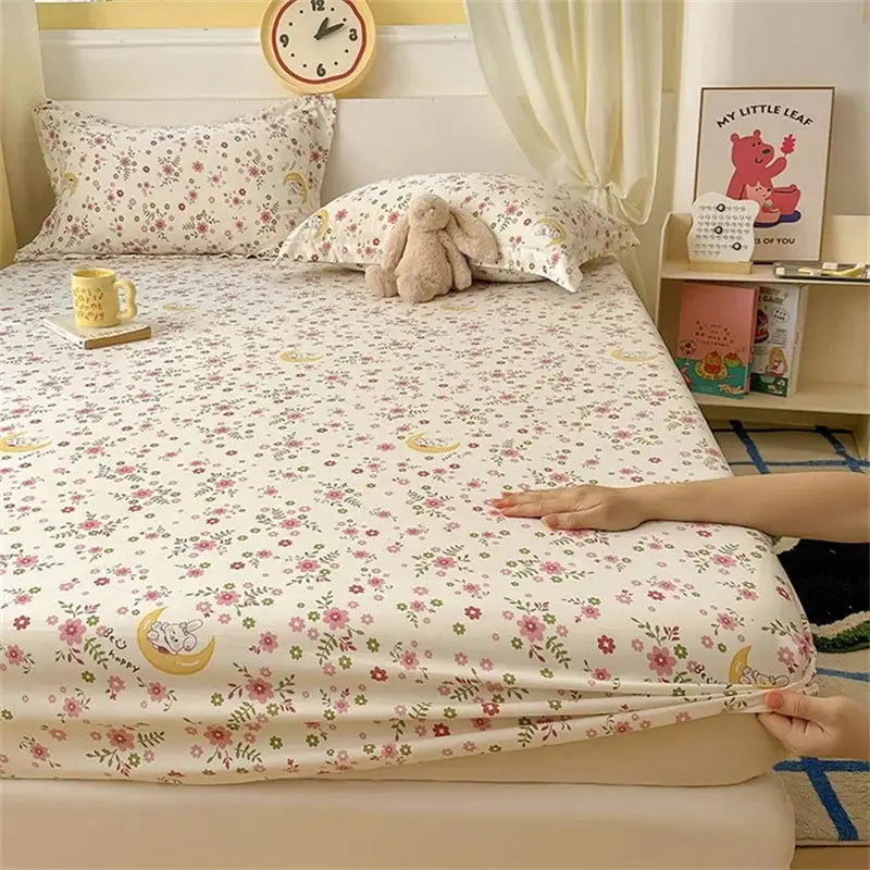 Cartoon Dinosaurs Fitted Sheet 1Pc Kawaii Mattress Cover Wild Animal Flower Leaf Bedding Set for Boys Girls Adult No Pillowcases from PriceLows™