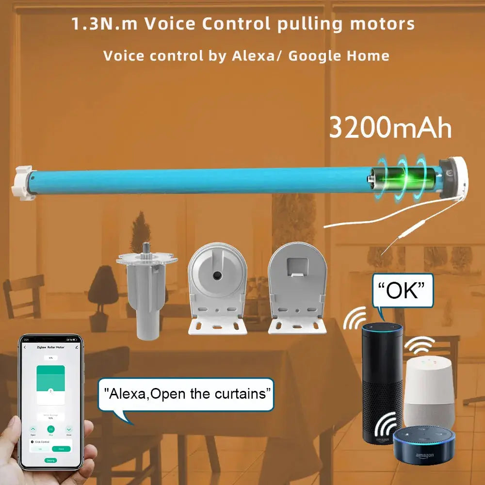 LifeLibero Tuya Zigbee Battery Window Blinds Smart Curtains Motor Roller Blind Automatic Wire Free Tubular Blind For37 38mm Tube from PriceLows™