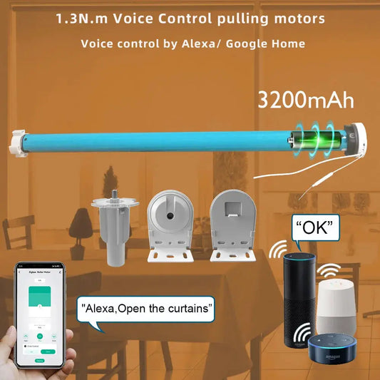 LifeLibero Tuya Zigbee Battery Window Blinds Smart Curtains Motor Roller Blind Automatic Wire Free Tubular Blind For37 38mm Tube from PriceLows™